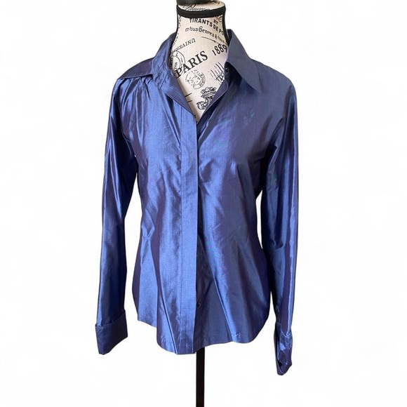 Vintage Express 100% silk Button Down Shirt size 5/6 - Picture 1 of 7